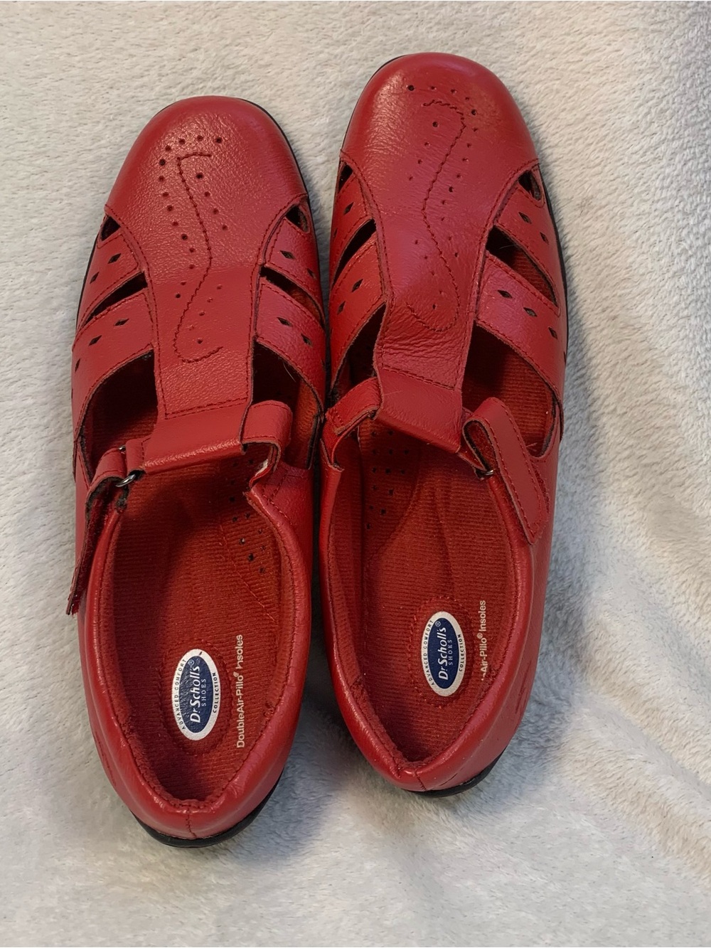 Dr. Scholls Womens Sz 10 Advanced Comfort Series Red Leather Slip-On Sandals